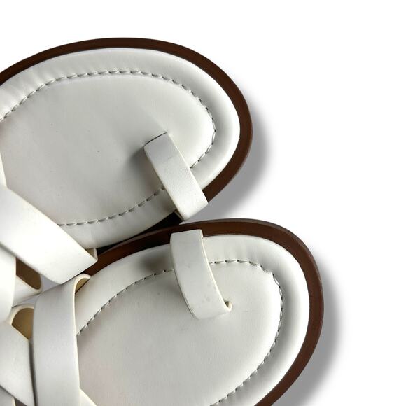 Michael Kors White Nora Toe Ring leather Sandals Size 7 Strappy Flat Sandals - Picture 11 of 11